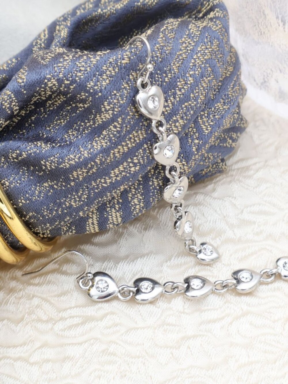 Chico's Sparkling Heart Crystal Dangle Earrings - Picture 2 of 2